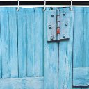 Blue Wooden barn Doors Waterproof Mouldproof Bathroom Shower Curtain 12hooks