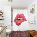 Generic Waterproof Shower Curtain With Sexy Red Lips Kiss Art Pattern Design