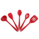 No Stick Pot Silicone Kitchenware 5 Sets Silicone Cooking Kitchen Utensils Red