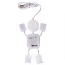 4 Ports USB 2.0 Hub Concentrator Robot Body-shape White