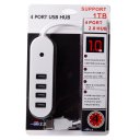 4 Ports USB 2.0 Hub Concentrator 402A White
