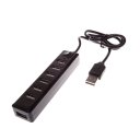 7 USB interfaces portable usb 2.0 ports hub, with switch, Black