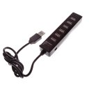 7 USB interfaces portable usb 2.0 ports hub, with switch, Black