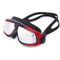 Optical Corrective Swimming Goggles Nearsighted Large Frame Goggles Red+Black  -2.0