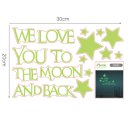 Noctilucence Stars and English Words Sticker Fluorescent Green Decals for Kids Room  Green