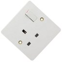 13A Wall Mount Socket Panel Single Outlet British Standard White