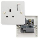 13A Wall Mount Socket Panel Single Outlet British Standard White