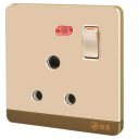 15A Wall-Mount Socket Panel Single Outlet with Indicator Light Golden