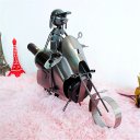 Creative Home Decoration Motorcycle Pattern Stainless Steel Wine Rack Silver