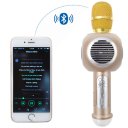 Wireless Karaoke Microphone Bluetooth Speaker Handheld Singing Machine LED Lighting  Golden