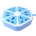 Household Colorful Lemon Appearance Power Strip 4 USB Outlet Overload Protection Blue
