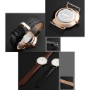 Man's Business Watch Golden Dial Plate Waterproof Watch Leather Coffee Watchband