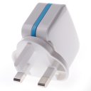Protable Travel Power Charger Adapter 3Y-130 British Standard BS 5V 1A Dual USB White with Blue