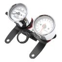 Motorcycle Odometer Tachometer Speedometer Gauge with Black Bracket Retro