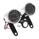 Motorcycle Odometer Tachometer Speedometer Gauge with Bracket Retro