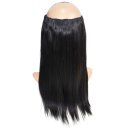 Flip in 100% Human Hair No Shedding Halo Extension Hair Silk Straight 20 inch #1b