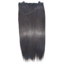 Flip in 100% Human Hair No Shedding Halo Extension Hair Silk Straight 20 inch #1b
