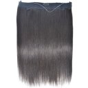 Flip in 100% Human Hair No Shedding Halo Extension Hair Silk Straight 20 inch #1b