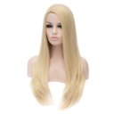 Cosplay Wig Pale Gold Off-Center Long Straight Hair Wig Euramerican Style