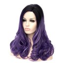 D509 LW-1325 European Style Hair Wig Black Fading to Purple