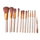 Cosmetics Makeup Brush Kit Box 12 Brushes in 1 Kit Golden
