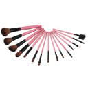 Make Up Tools 15 Pieces Makeup Brushes with Case Wool Brush Pink