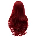 LW-1016 Euramerican Style Wig Long Curly Hair Wig Wine Red