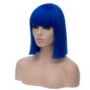 Cosplay COS Wig Neat Bangs BOBO Hair Royal Blue 40cm