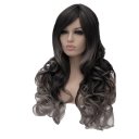 Cosplay COS Wig Side Part Long Curly Hair Black to White 70cm