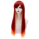 LW-913A Cosplay COS Wig Sideswept Bangs Long Straight Hair Fading Red