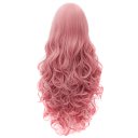 2312 Cosplay COS Wig Sideswept Bangs Long Curly Hair Pink