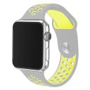 Replacement Watch Band for Apple Watch Series 1&2 Soft TPU 38mm Sport Double Color Gray+Yellow