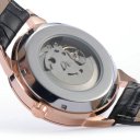 Men's Full Automated Mechanical Watch Real Leather Business Watch 151207 Golden+White