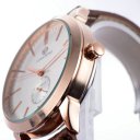 Men's Full Automated Mechanical Watch Real Leather Business Watch 151207 Golden+White