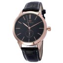 Men's Full Automated Mechanical Watch Real Leather Business Watch 151207 Golden+White
