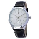 Men's Full Automated Mechanical Watch Real Leather Business Watch 151207 Golden+White