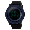 Large Dial Plate Sport Waterproof Watch Colorful Electronic Wrist Watch 1142 Blue+Black