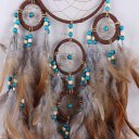 Five Rings Big Stone Beads Dream Catcher with ABS Beads Feathers for Craft Gift