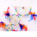 Three Rings Traditional Dream Catcher Multicolor With Feathers for Wall Hanging