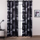 Double Black And White New York Pattern Shade Curtains Polyester Material 4Size
