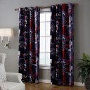 High Strength Double Piece Of Red London Light Curtains Polyester Material 4Size