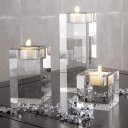 Set of 3 Cylinder Crystal Vases Wedding Centerpieces Tea Light Candles Holder