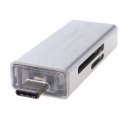 USB3.0 OTG card reader+HUB Silver