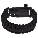 Paracord Bracelet with Compass, Whistle, Flintstone, Climbing Rope Black