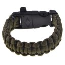 Paracord Bracelet with Whistle, Flintstone, Knife, Climbing Rope Green