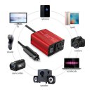 Car Use Inverter 150W 12V to 110V Dual USB Ports American Standard Red