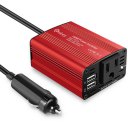 Car Use Inverter 150W 12V to 110V Dual USB Ports European Standard Red