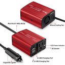 Car Use Inverter 150W 12V to 110V Dual USB Ports European Standard Red