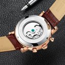 Men Mechanical Watch Automatic Genuine Leather Strap Round Dial Watch Gift