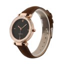 Women Watches with Leather Band Wristwatch Personality Rhinestone Quartz Watch